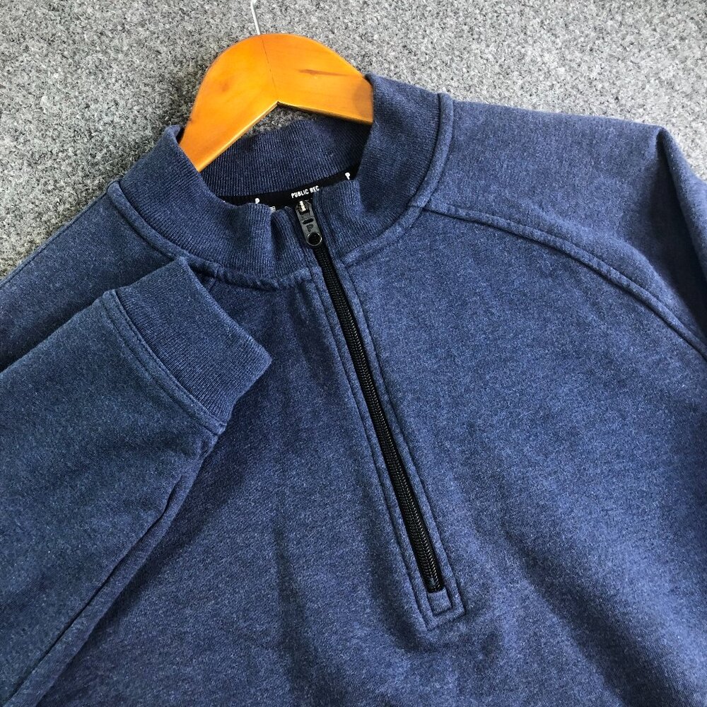 Public Rec Sweater Gamechanger Mens Large Navy Blue 1/4 Zip Pullover Jacket